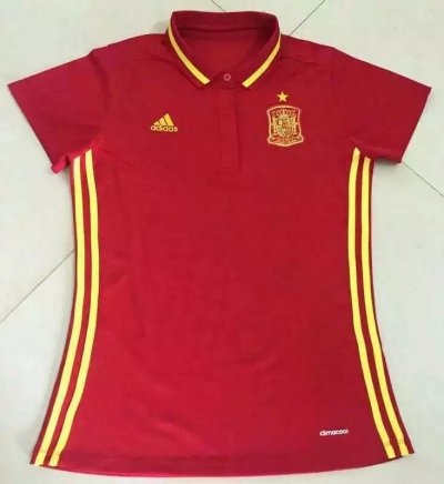 2016 Euro Cup Spain Red Women's Polo Shirt