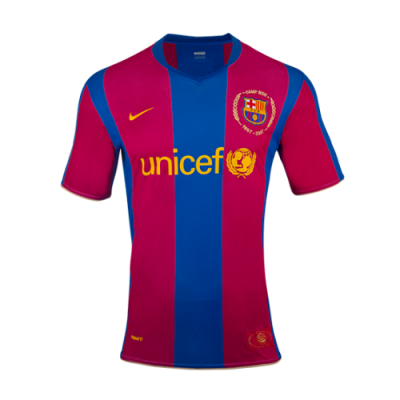 2007-08 Barcelona Retro Home 50-Yeas Anniversary Soccer Jersey Shirt