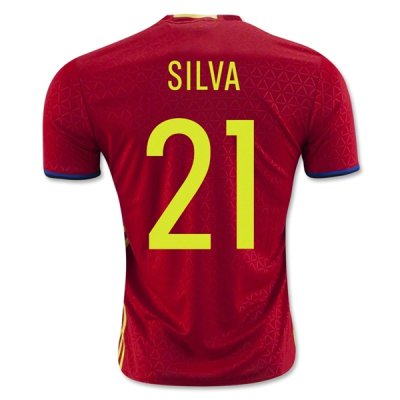 2016 Spain SILVA #21 Home Soccer Jersey