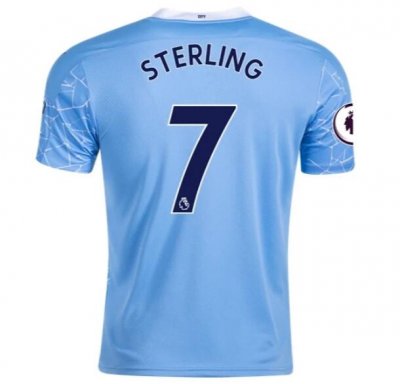 2020-21 Manchester City Home Soccer Jersey Shirt RAHEEM STERLING #7