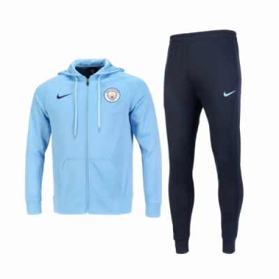 18-19 Manchester City Light Blue Hoody Training Kit(Jacket+Trouser)