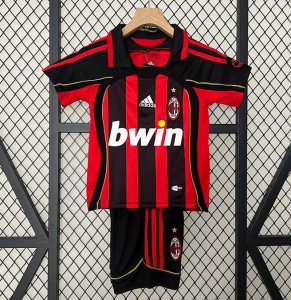 2006-07 AC Milan Retro Kids Home Soccer Kits Shirt With Shorts