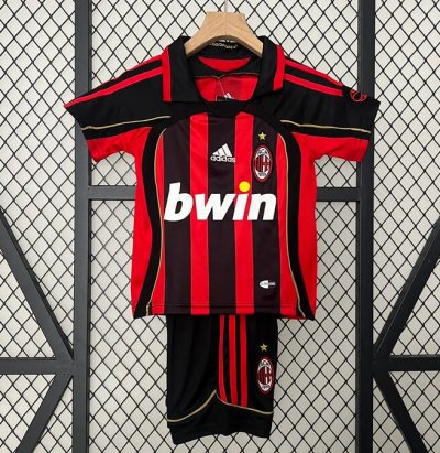 2006-07 AC Milan Retro Kids Home Soccer Kits Shirt With Shorts