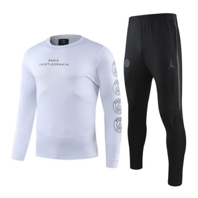 2019-20 PSG White Sweat Shirt Training Kit (Top+Trouser)