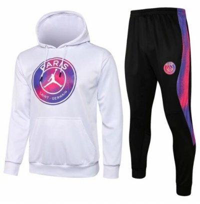 2021-22 PSG x Jordan White Tracksuits Hoodie Sweatshirt with Pants