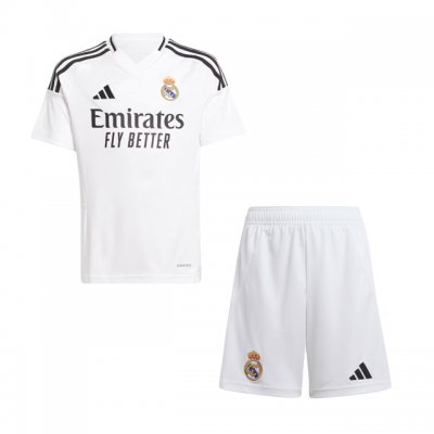 2024-25 Real Madrid Home Kids Soccer Kits Shirt With Shorts