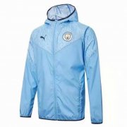 2021-22 Manchester City Blue Windbreaker Hoodie Jacket