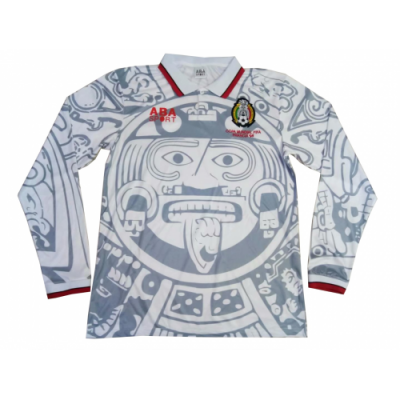 1998 Mexico Retro Long Sleeve Away White Soccer Jersey Shirt