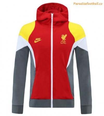 2021-22 Liverpool Grey Red Training Hoodie Jacket