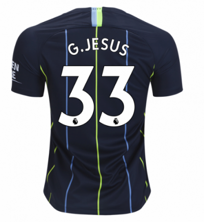 2018-19 Manchester City Away Soccer Jersey Shirt Gabriel Jesus #33