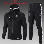 Kids 2019-20 PSG Jordan Black Hoodie Jacket and Pants Training Kits