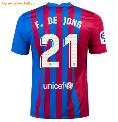 2021-22 Barcelona Home Soccer Jersey Shirt with FRENKIE DE JONG 21 printing