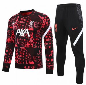 2020-21 Liverpool Red Black Training Kits Sweatshirt with Pants