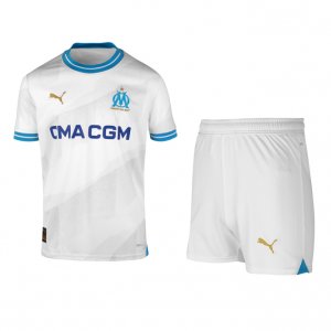 2023-24 Olympique de Marseille Kids Home Soccer Kits Shirt With Shorts