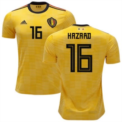 2018 World Cup Belgium Away Soccer Jersey Shirt Thorgan Hazard #16