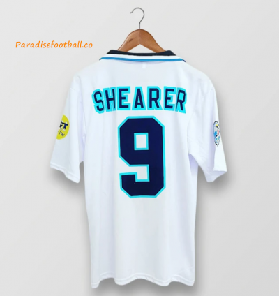 1996 England Retro Home Soccer Jersey Shirt SHEARER #9