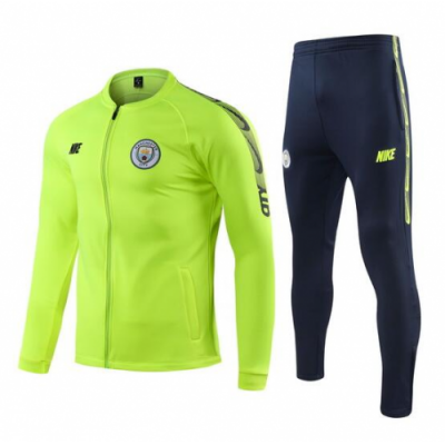 2019-20 Manchester City Braid Green Tracksuits Jacket and Pants