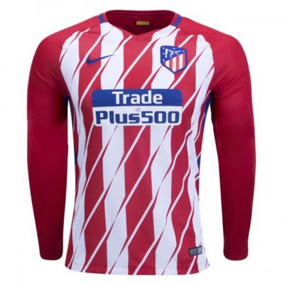 2017-18 Atletico Madrid LS Home Soccer Jersey Shirt