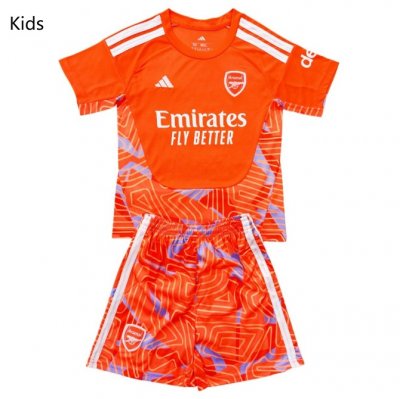 2026-27 Arsenal Goalkeeper Orange Kids Soccer Kits Shirt With Shorts