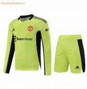 2021-22 Manchester United Long Sleeve Green Goalkeeper Soccer Kits Shirt with Shorts