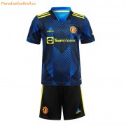 2021-22 Manchester United Kids Third Away Soccer Youth Kits Shirt With Shorts