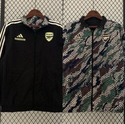 2023-24 Arsenal Black Reversible Trench Coat Jacket
