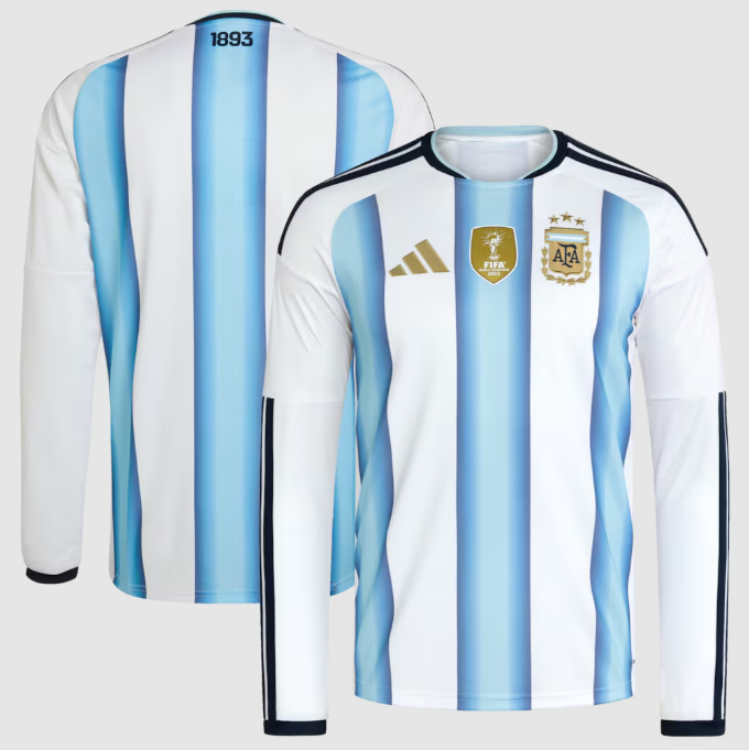 2026 FIFA World Cup Argentina Home Long Sleeve Soccer Jersey Shirt