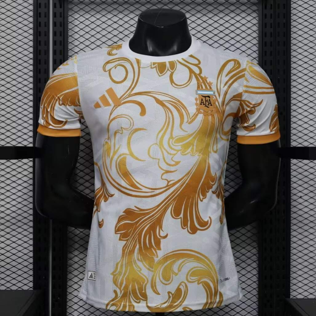 2026-27 Argentina White Gold Special Soccer Jersey Shirt Player Version