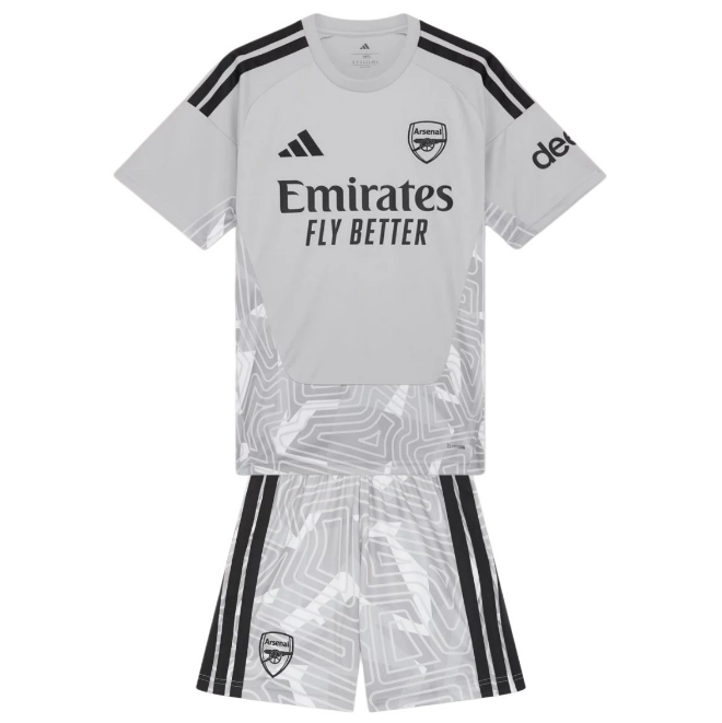 2026-27 Arsenal Goalkeeper Grey Kids Soccer Kits Shirt With Shorts