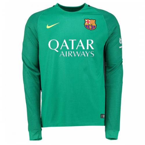 2016-17 Barcelona LS Green Goalkeeper Soccer Shirt