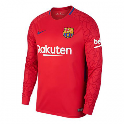 2017-18 Barcelona Goalkeeper Red LS Soccer Jersey