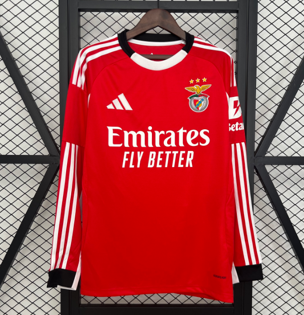 2025-26 Benfica Home Long Sleeve Soccer Jersey Shirt