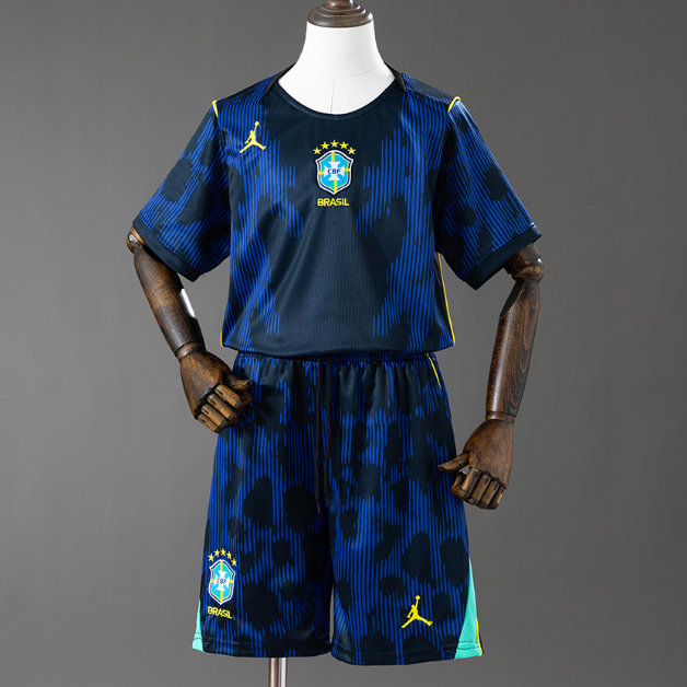 2026 FIFA World Cup Brazil Away Kids Soccer Kits Shirt with Shorts