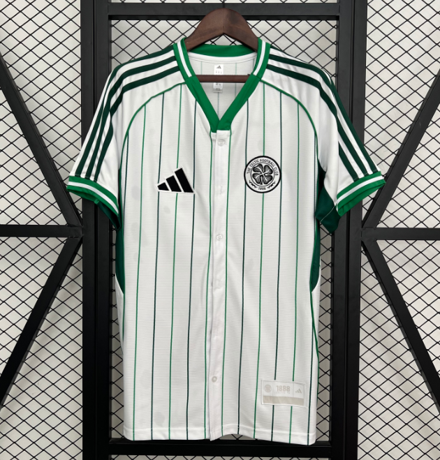 2025-26 Celtic White Baseball Shirt