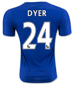 2015-16 Leicester City Dyer #24 Home Soccer Jersey