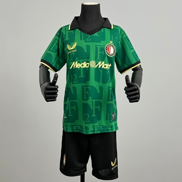 2025-26 Feyenoord Fourth Kids Soccer Kits Shirt With Shorts