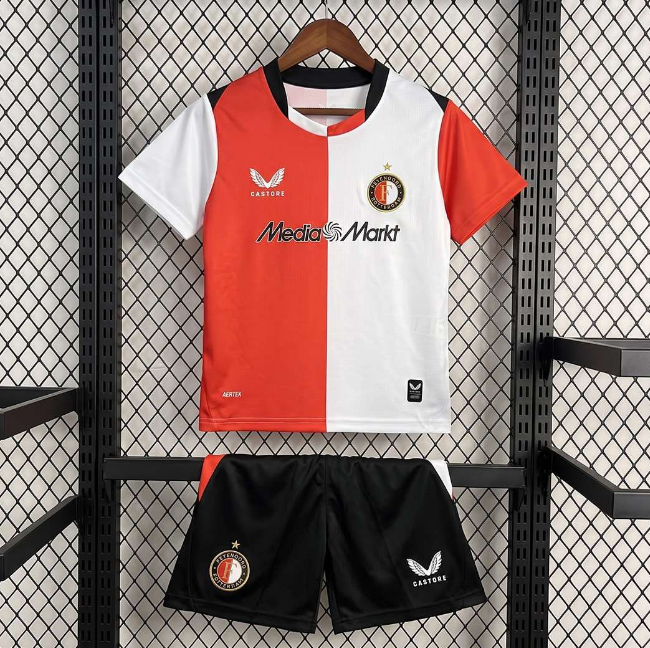 2026-27 Feyenoord Home Kids Soccer Kits Shirt With Shorts