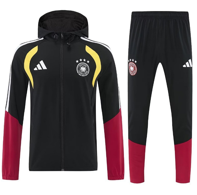 2026-27 Germany Black Red Training Windbreaker Jacket Kit with Pants