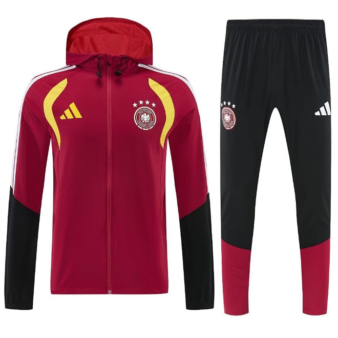 2026-27 Germany Red Black Training Windbreaker Jacket Kit with Pants