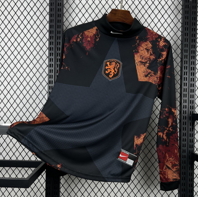 2026 FIFA World Cup Netherlands Goalkeeper Black Orange Long Sleeve Soccer Jersey Shirt