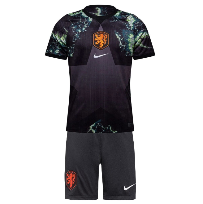 2026 FIFA World Cup Netherlands Goalkeeper Black Kids Soccer Kits Shirt With Shorts