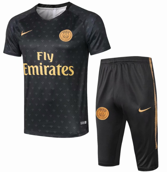 Cheap 2018 19 Psg Black Short Sleeve Training Kits Psg Top Football Kit Wholesale
