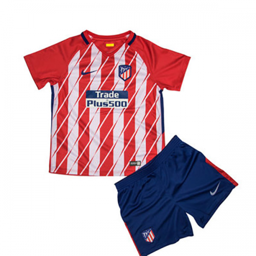 Kids Atletico Madrid 2017-18 Home Soccer Shirt With Shorts