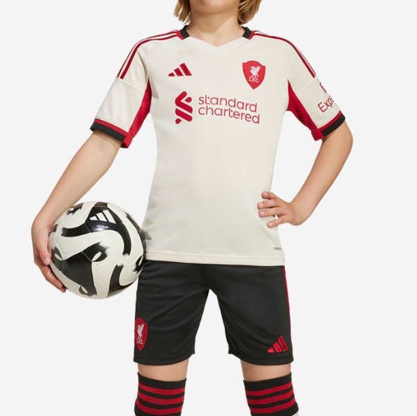 2025-26 Liverpool Away Kids Soccer Kits Shirt With Shorts
