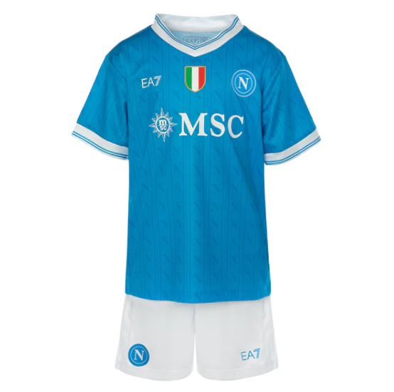 2025-26 Napoli Home Kids Maglia Gara Soccer Kits Shirt With Shorts