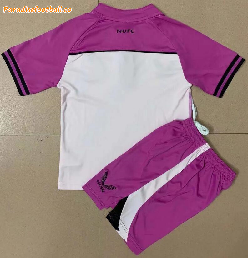 Kids Newcastle United 2021-22 Purple Goalkeeper Soccer Kits Shirt With Shorts - Click Image to Close