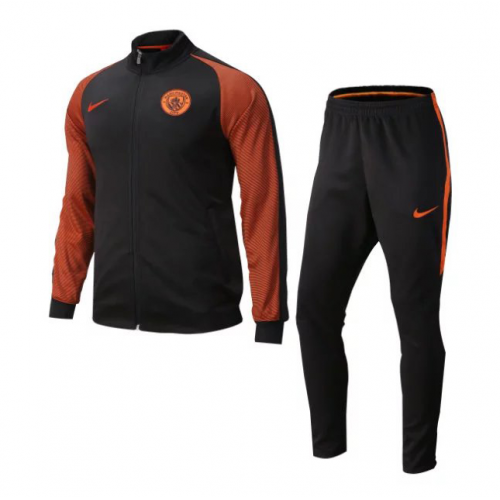 2016-17 Manchester City Black&Orange N98 Training Kits(Jacket+Pants)