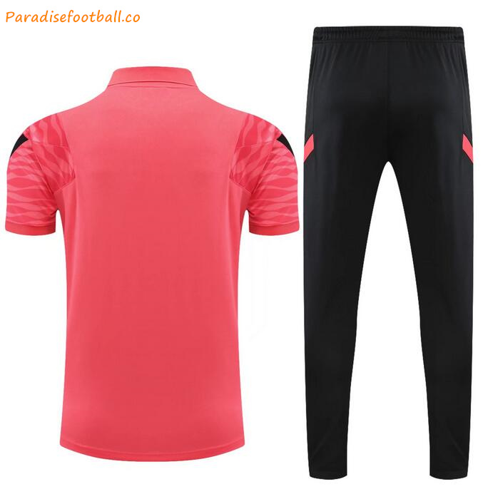2021-22 Atletico Madrid Pink Polo Kits Shirt with Pants - Click Image to Close