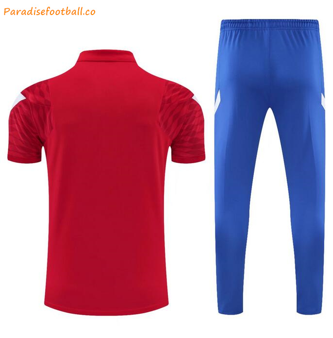 2021-22 Barcelona Red Polo Kits Shirt with Pants - Click Image to Close