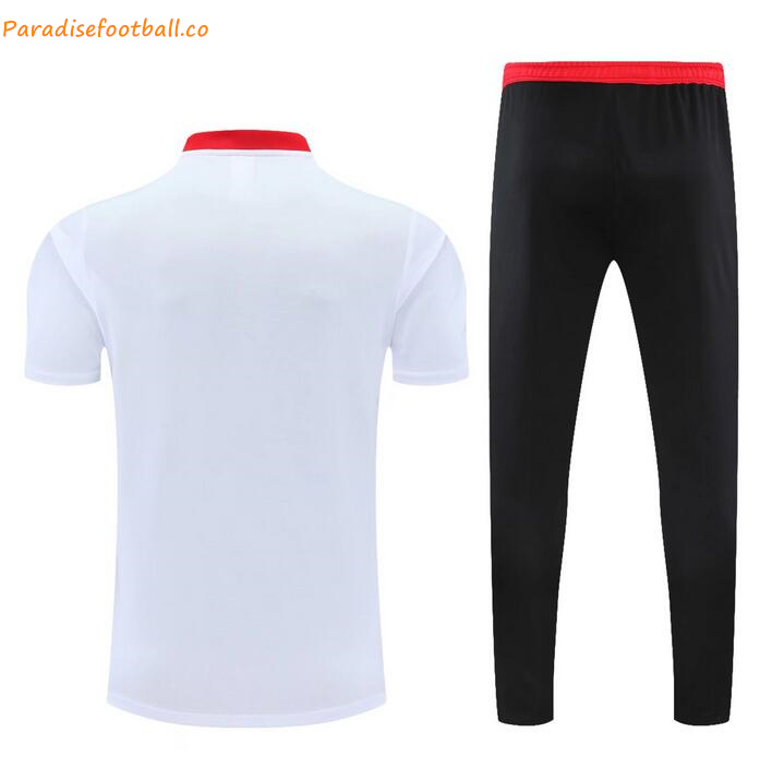 2021-22 Manchester United White Polo Kits Shirt with Pants - Click Image to Close